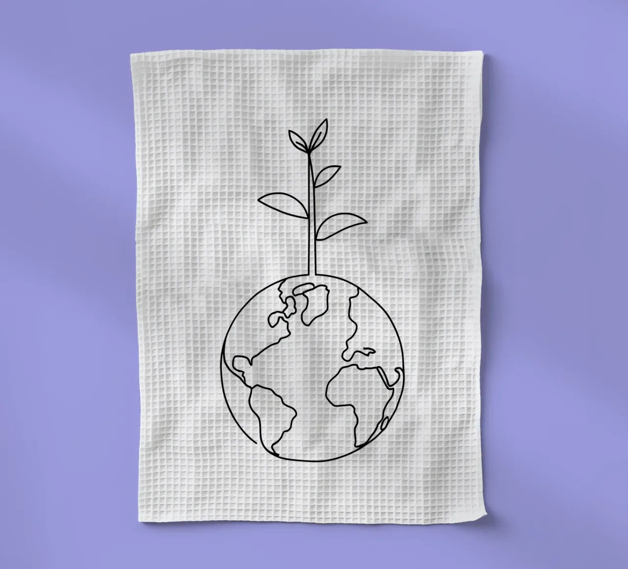 Terre verte - Dessin au trait minimaliste torchon de Viv Line Art