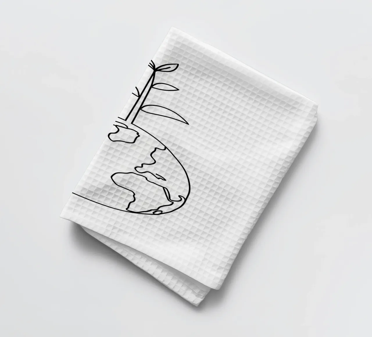 Terre verte - Dessin au trait minimaliste torchon de Viv Line Art
