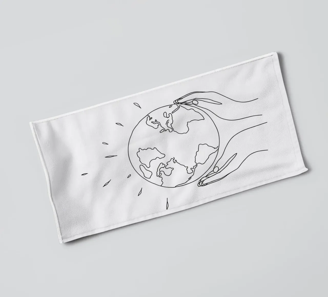 Save Earth - Minimalist Line Art towel by Viv Line Art