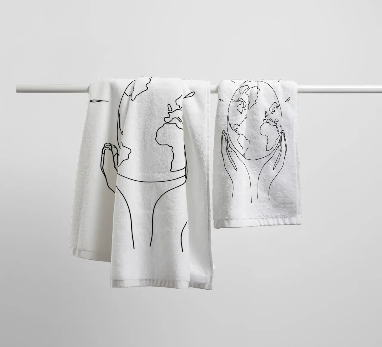 Save Earth - Minimalist Line Art towel by Viv Line Art