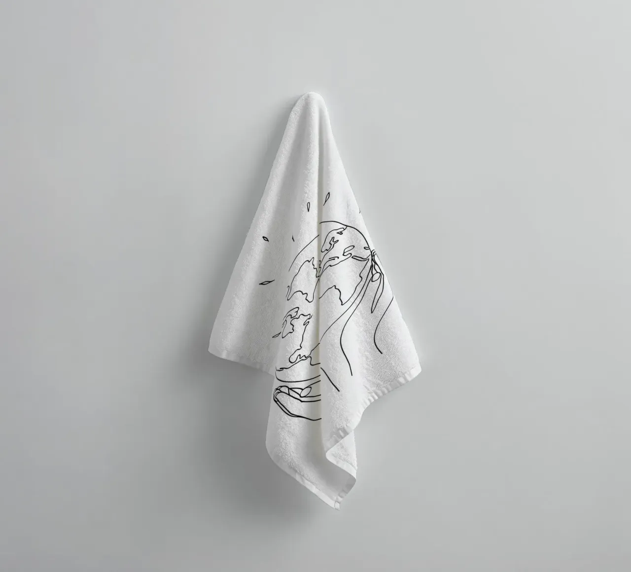 Save Earth - Minimalist Line Art towel by Viv Line Art