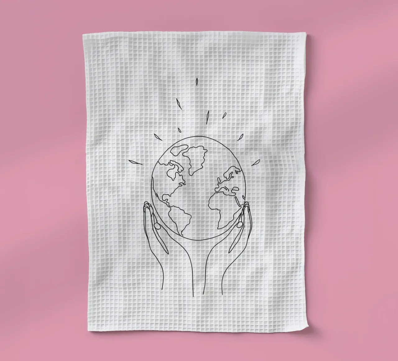 Sauver la Terre - Dessin au trait minimaliste torchon de Viv Line Art