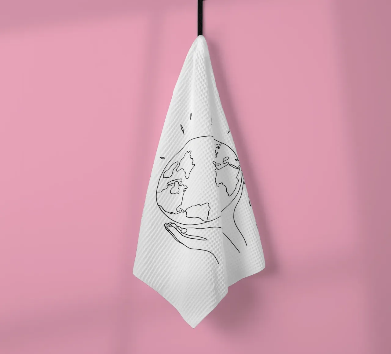 Sauver la Terre - Dessin au trait minimaliste torchon de Viv Line Art