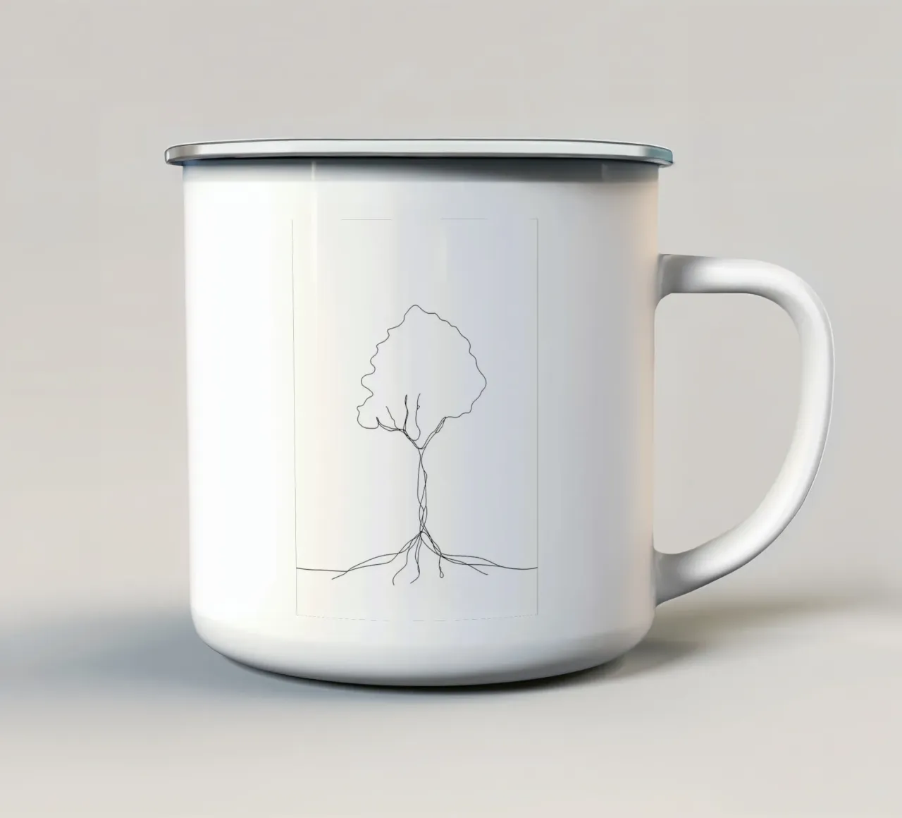 Tree From Roots - Minimalist Line Art enamel mug by Viv Line Art