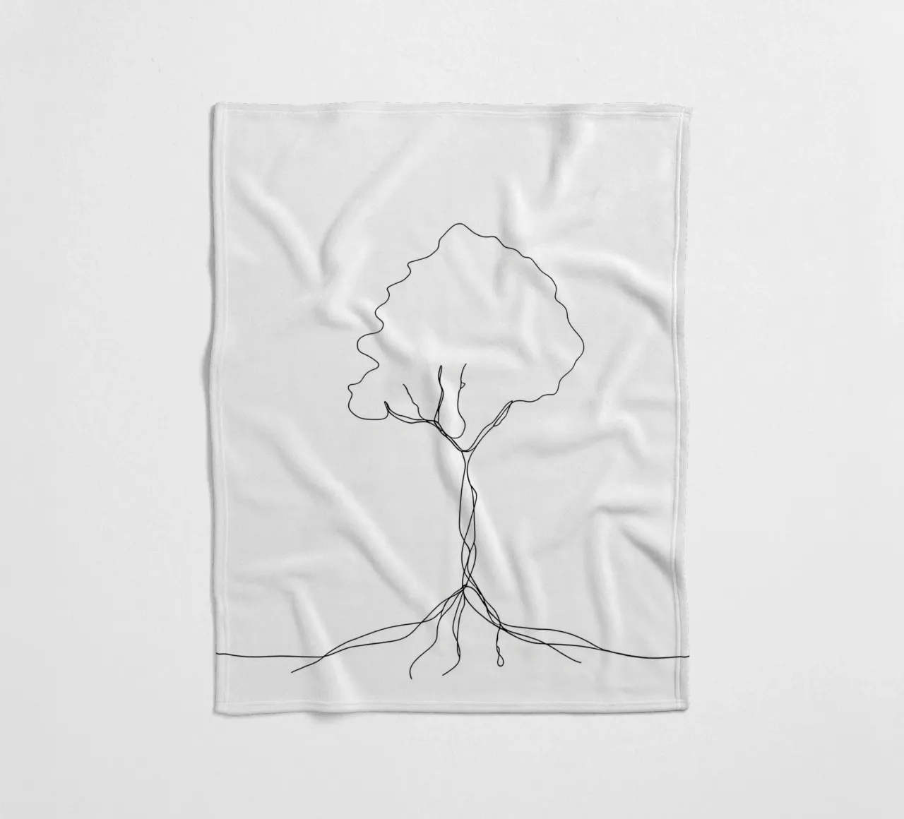 Tree From Roots - Minimalist Line Art fleece blanket by Viv Line Art