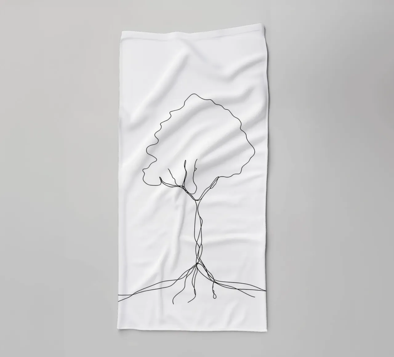Tree From Roots - Minimalist Line Art towel by Viv Line Art