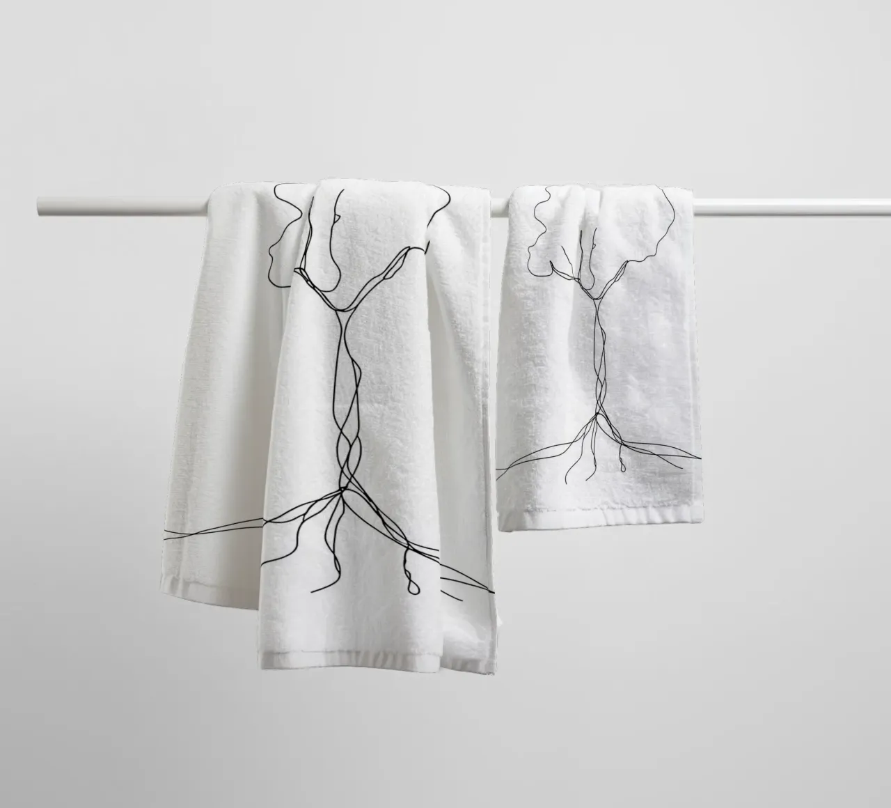 Tree From Roots - Minimalist Line Art towel by Viv Line Art