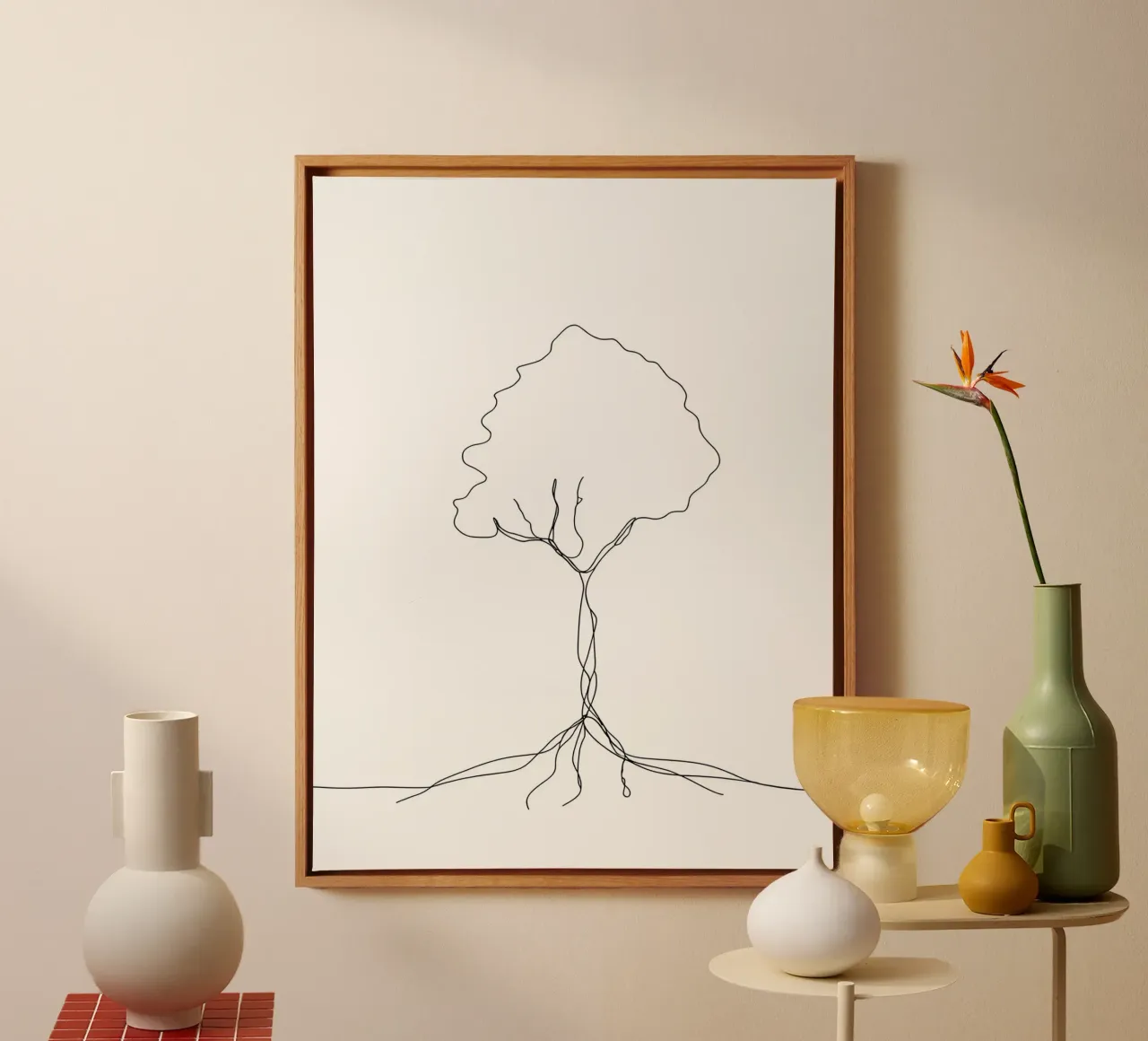 Tree From Roots - Minimalist Line Art canvas by Viv Line Art