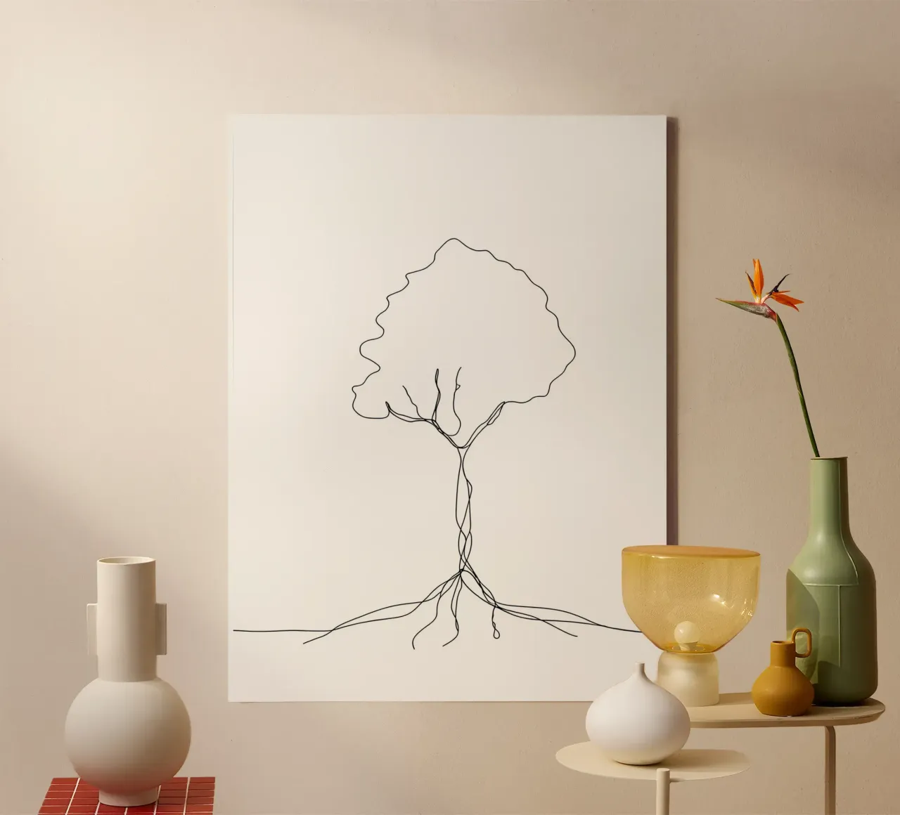 Tree From Roots - Minimalist Line Art canvas by Viv Line Art