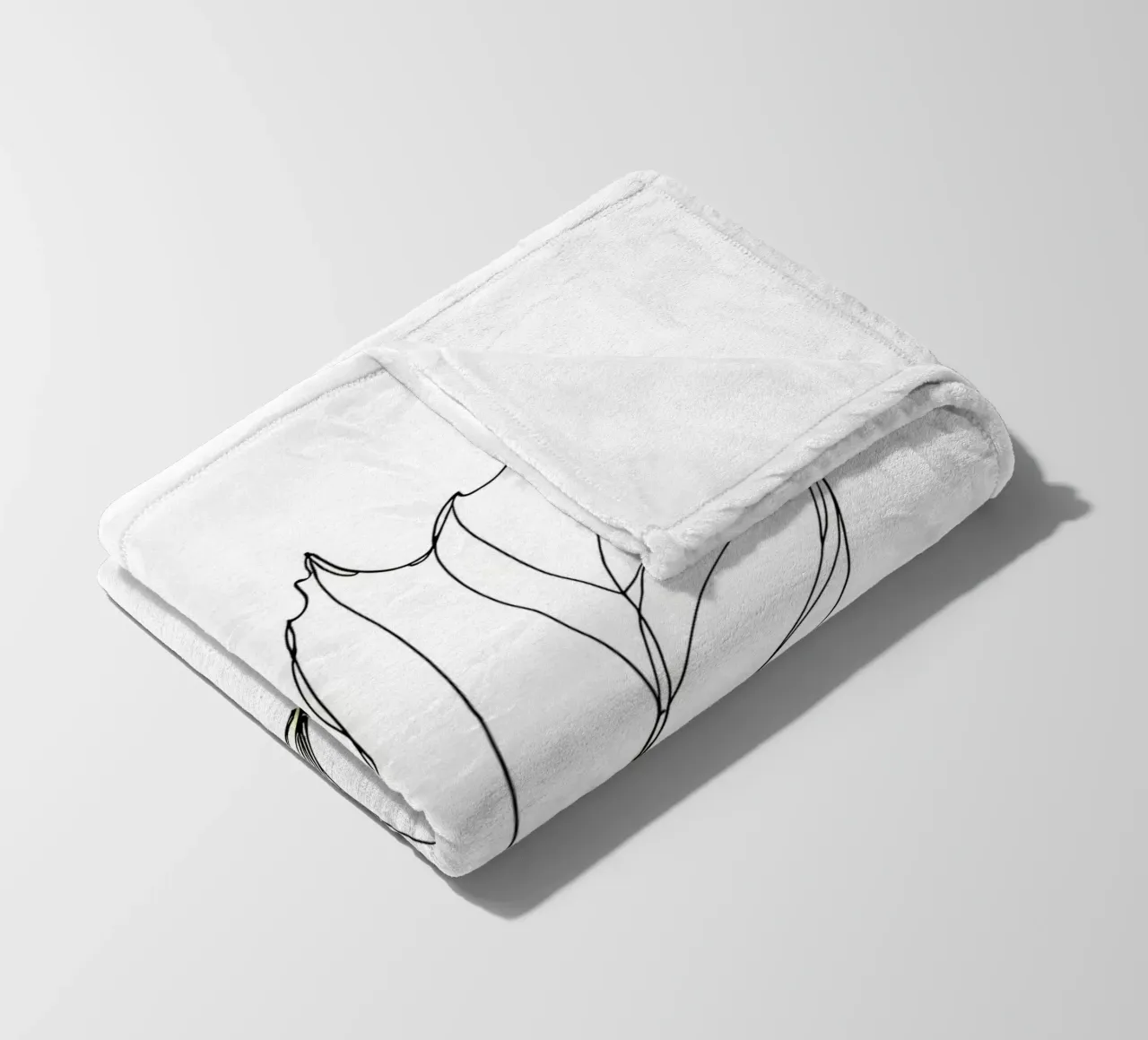Leaf - Minimalist Line Art fleece blanket by Viv Line Art