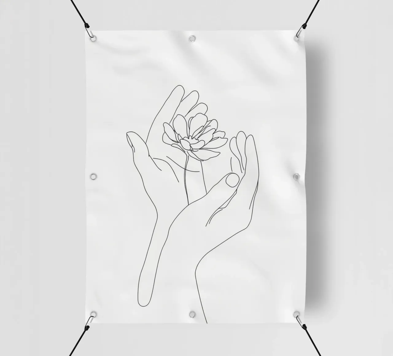 Fiore in mano - Line art minimalista telo in pvc da Viv Line Art
