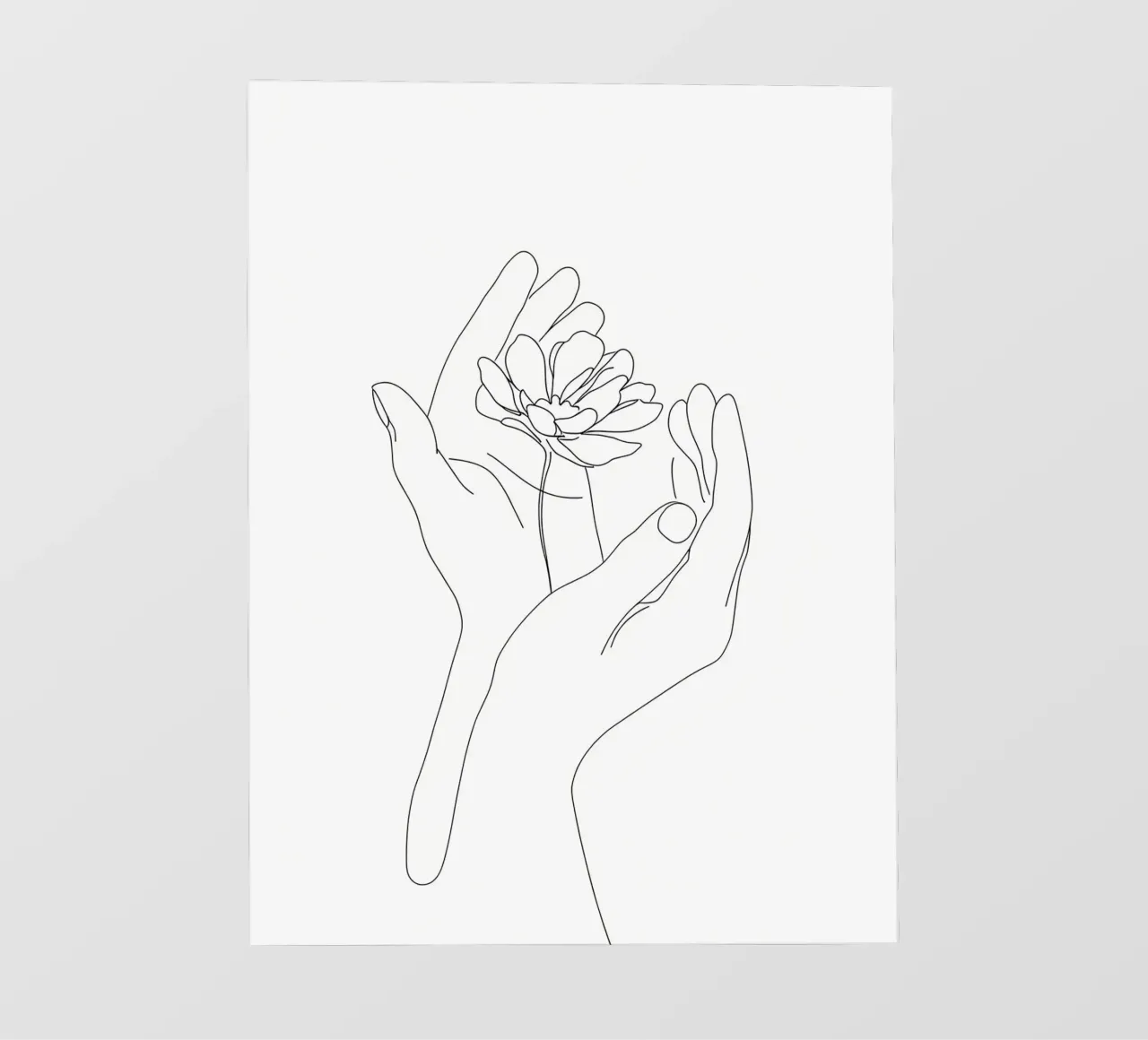 Fiore in mano - Line art minimalista telo in pvc da Viv Line Art