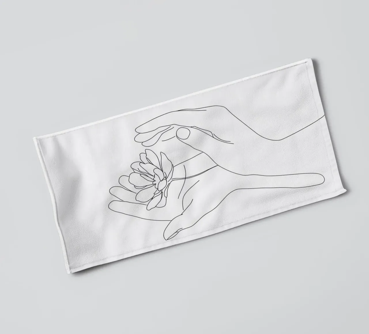 Fiore in mano - Line art minimalista asciugamano da bagno da Viv Line Art