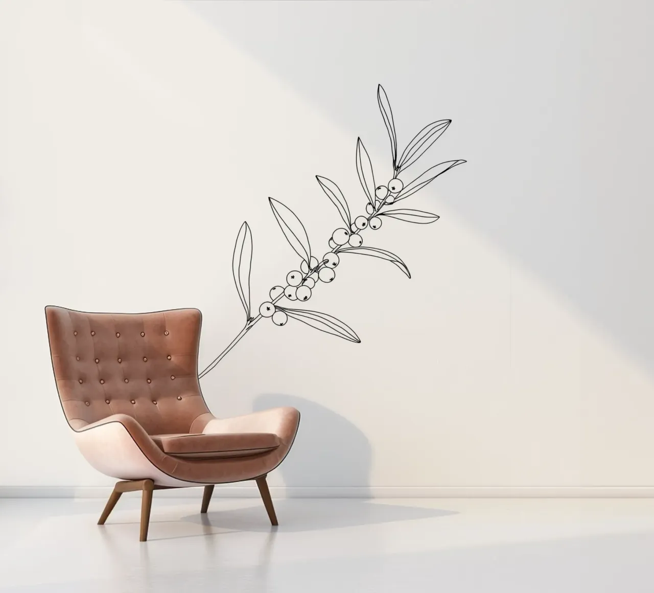 Beerenzweig - Minimalistische Linienkunst Fototapete von Viv Line Art