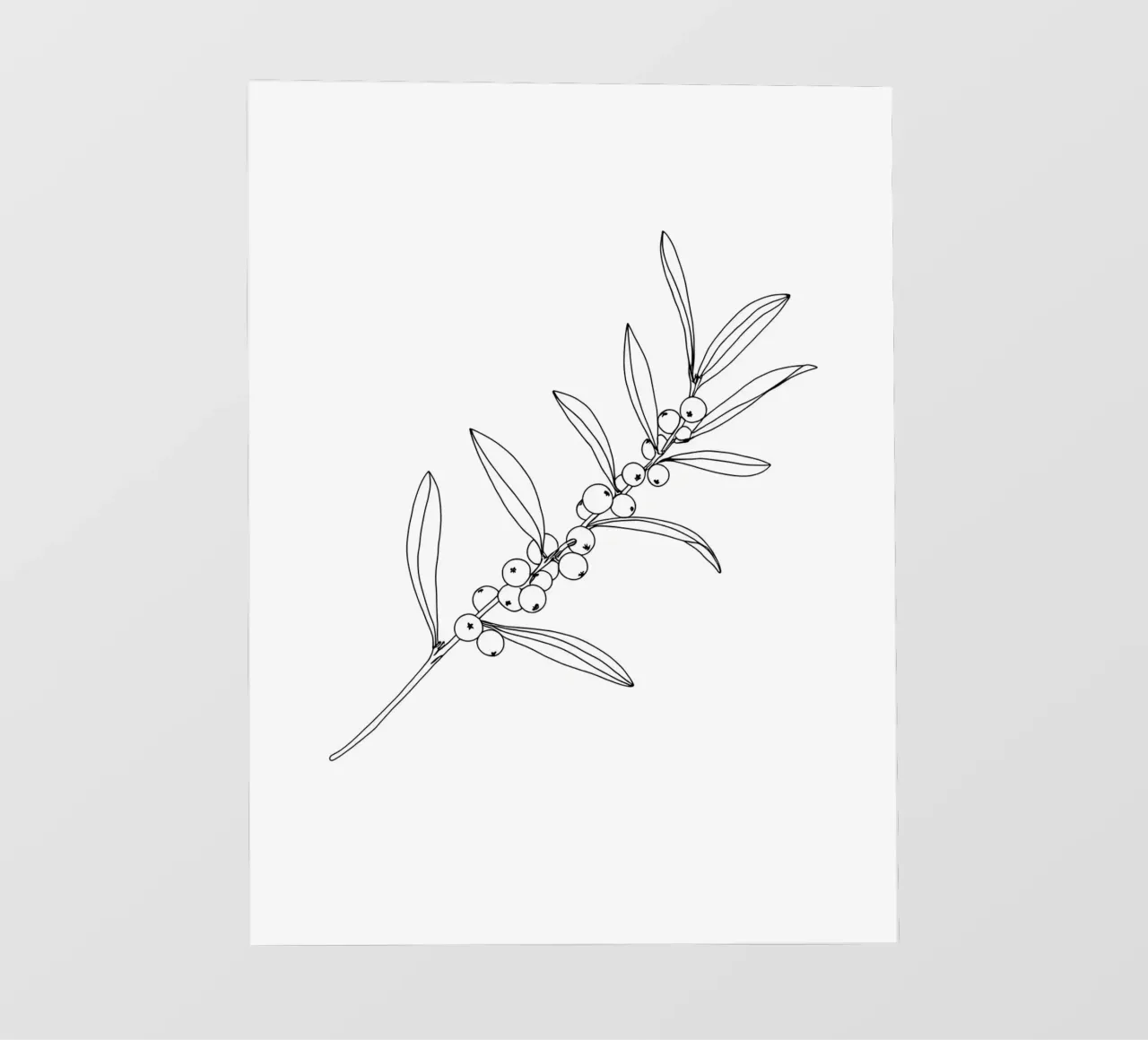 Beerenzweig - Minimalistische Linienkunst Fototapete von Viv Line Art