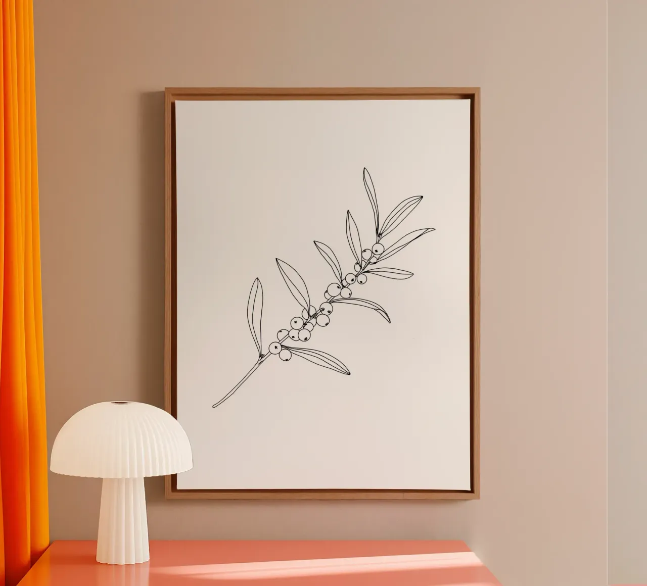 Berries Branch - Minimalist Line Art canvas by Viv Line Art