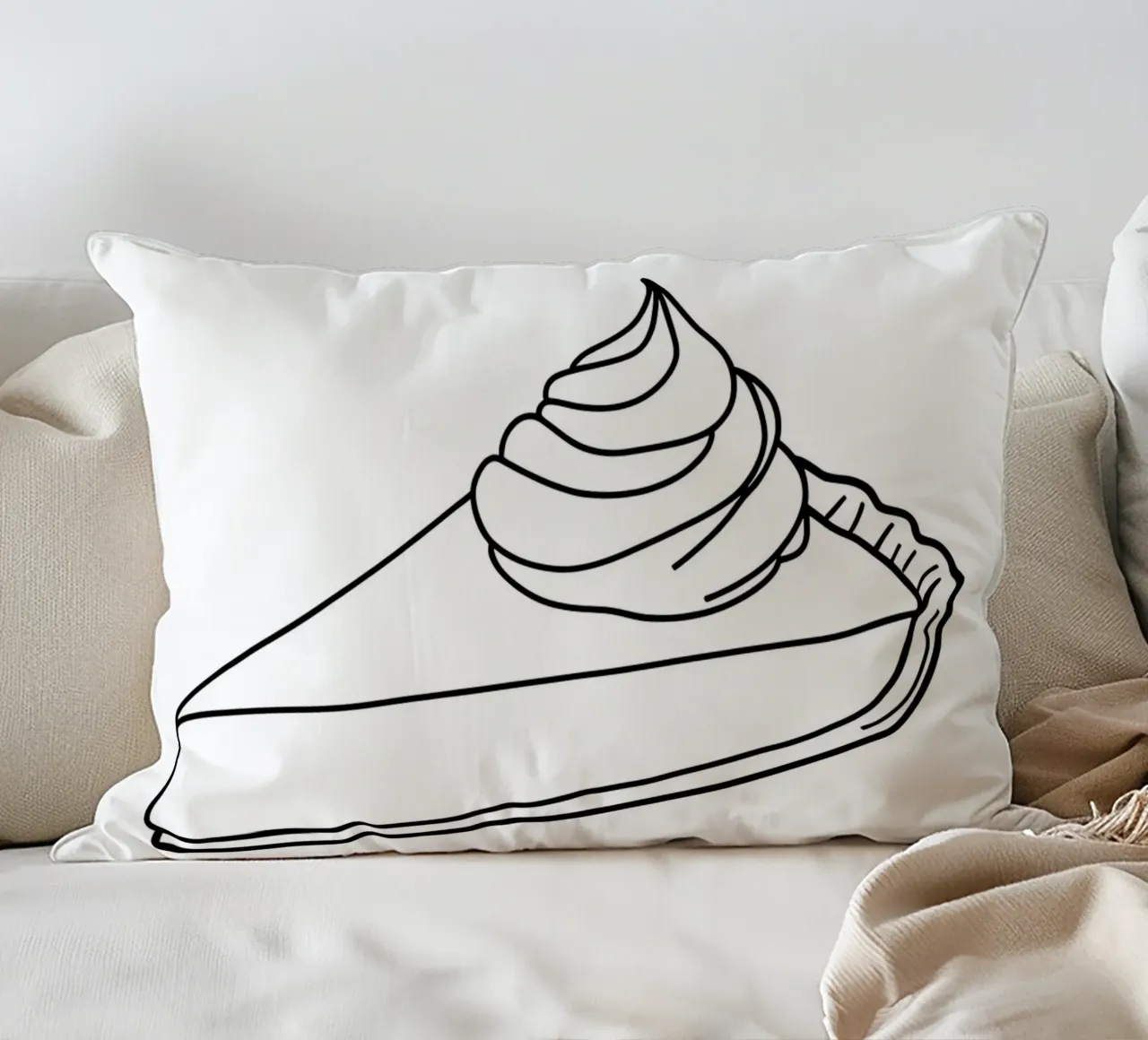 Pie Desert - Minimalist Line Art decorative cushion by Viv Line Art
