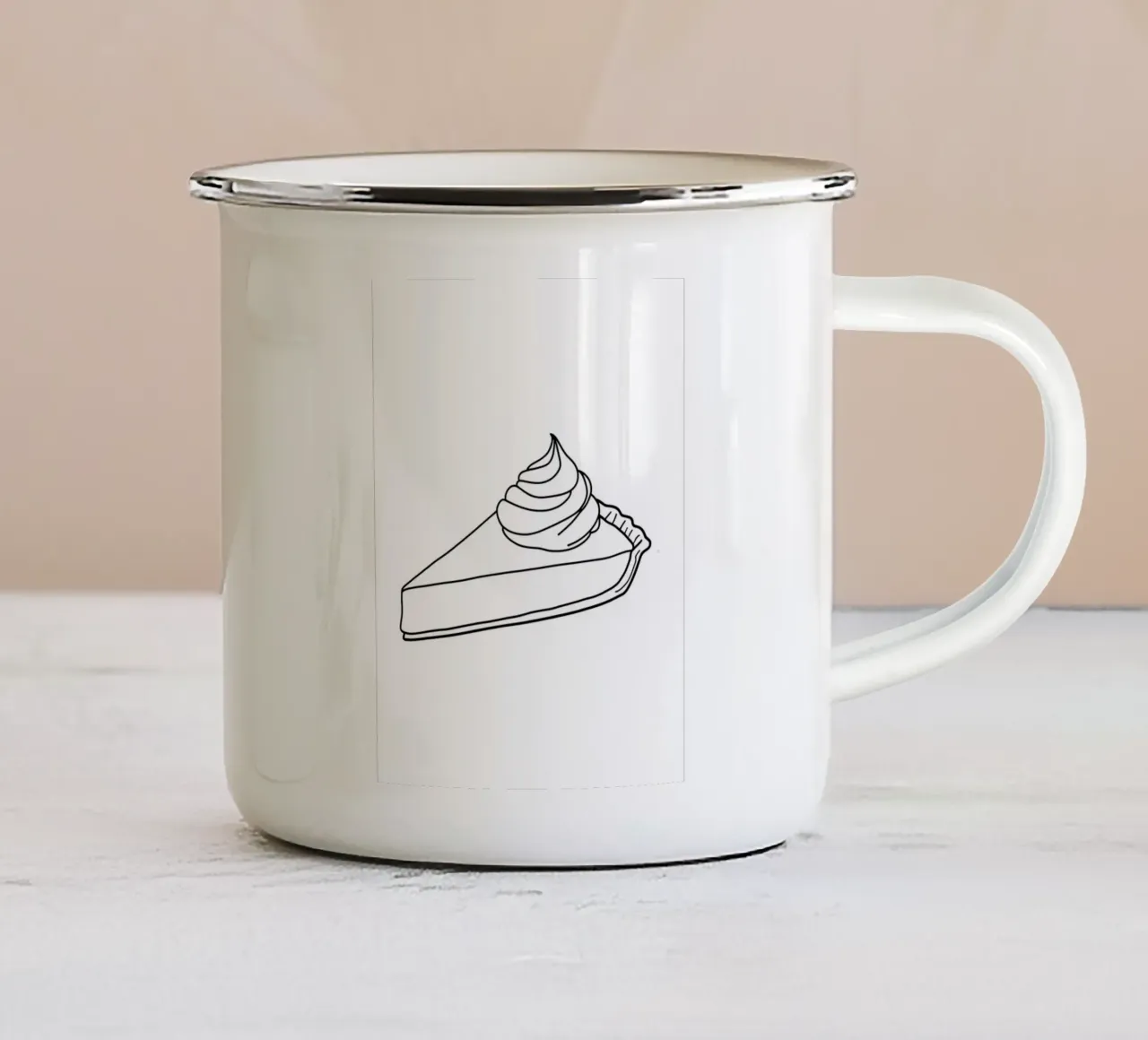 Deserto di torte - Line art minimalista tazza in smalto da Viv Line Art
