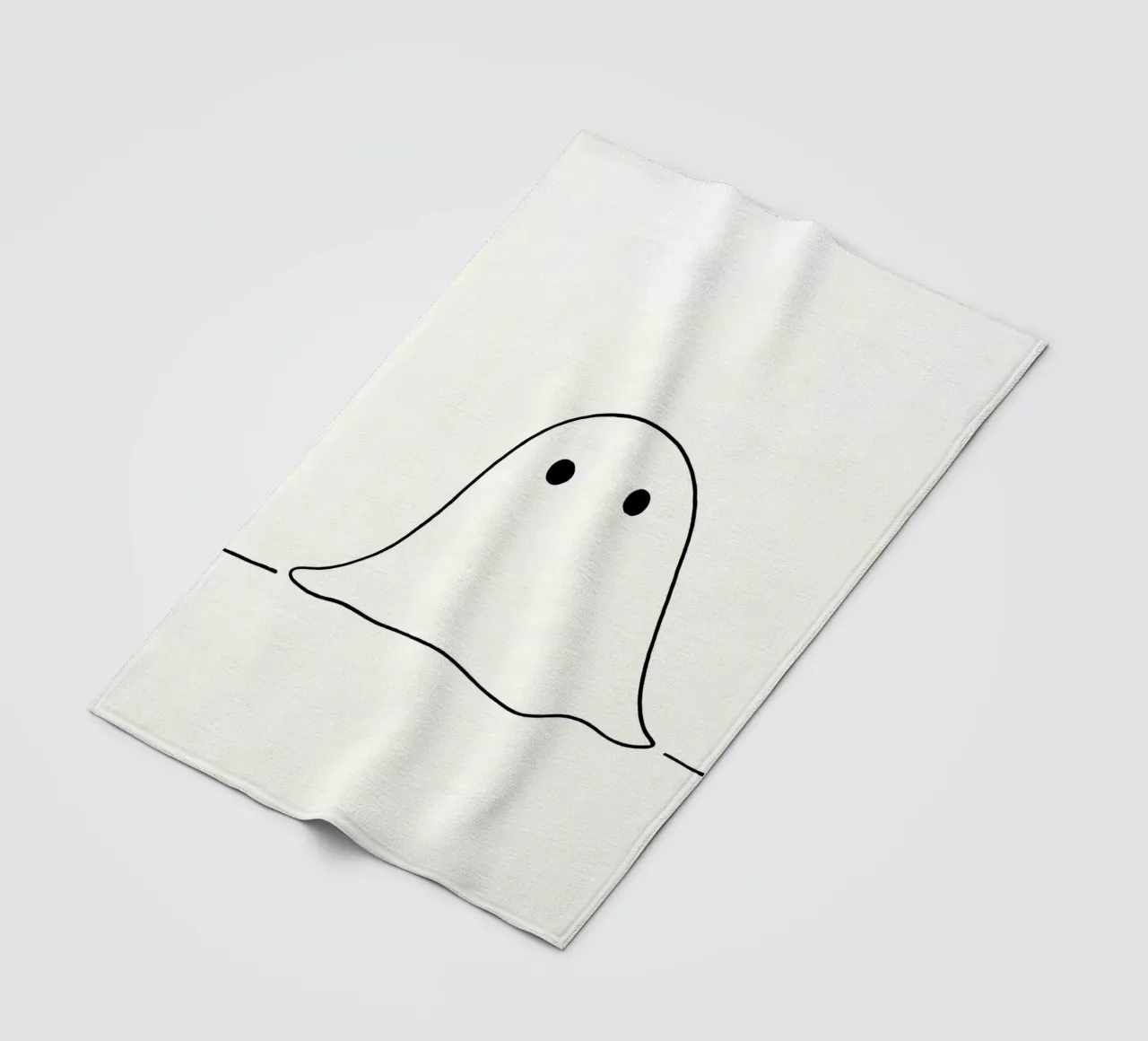 Little Ghost - Minimalist Line Art fleece blanket by Viv Line Art