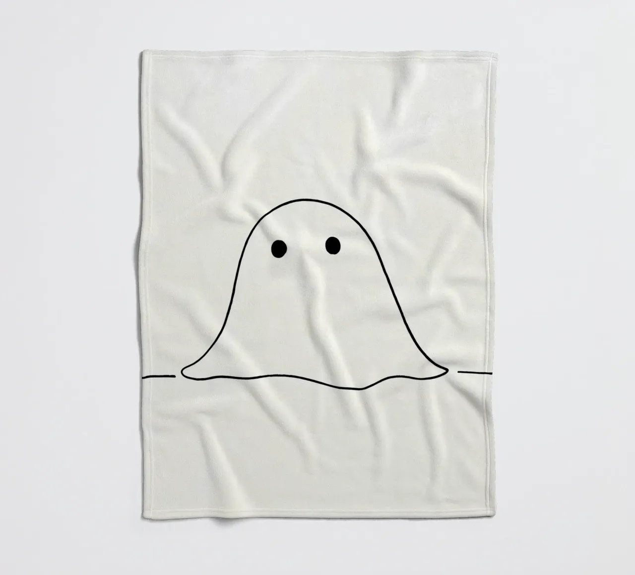 Little Ghost - Minimalist Line Art fleece blanket by Viv Line Art