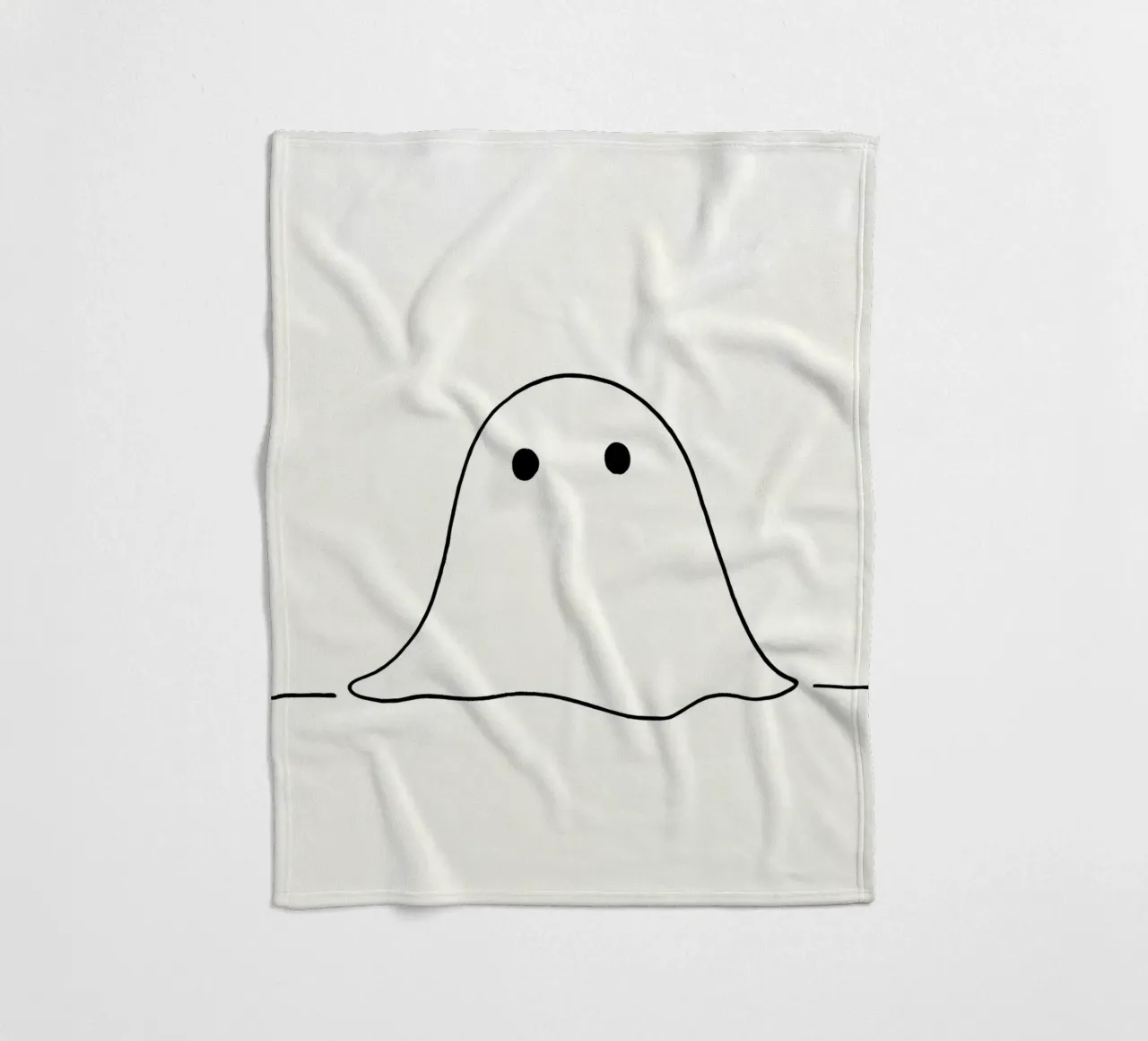 Little Ghost - Minimalist Line Art fleece blanket by Viv Line Art
