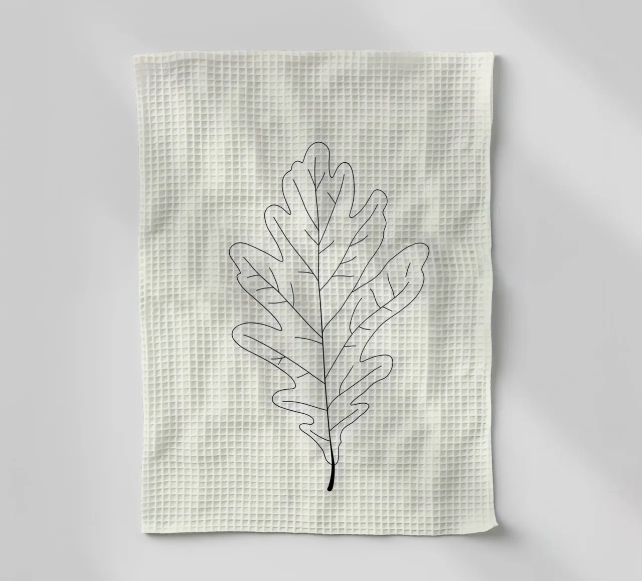 Foglia di quercia - Line art minimalista canovaccio da cucina da Viv Line Art