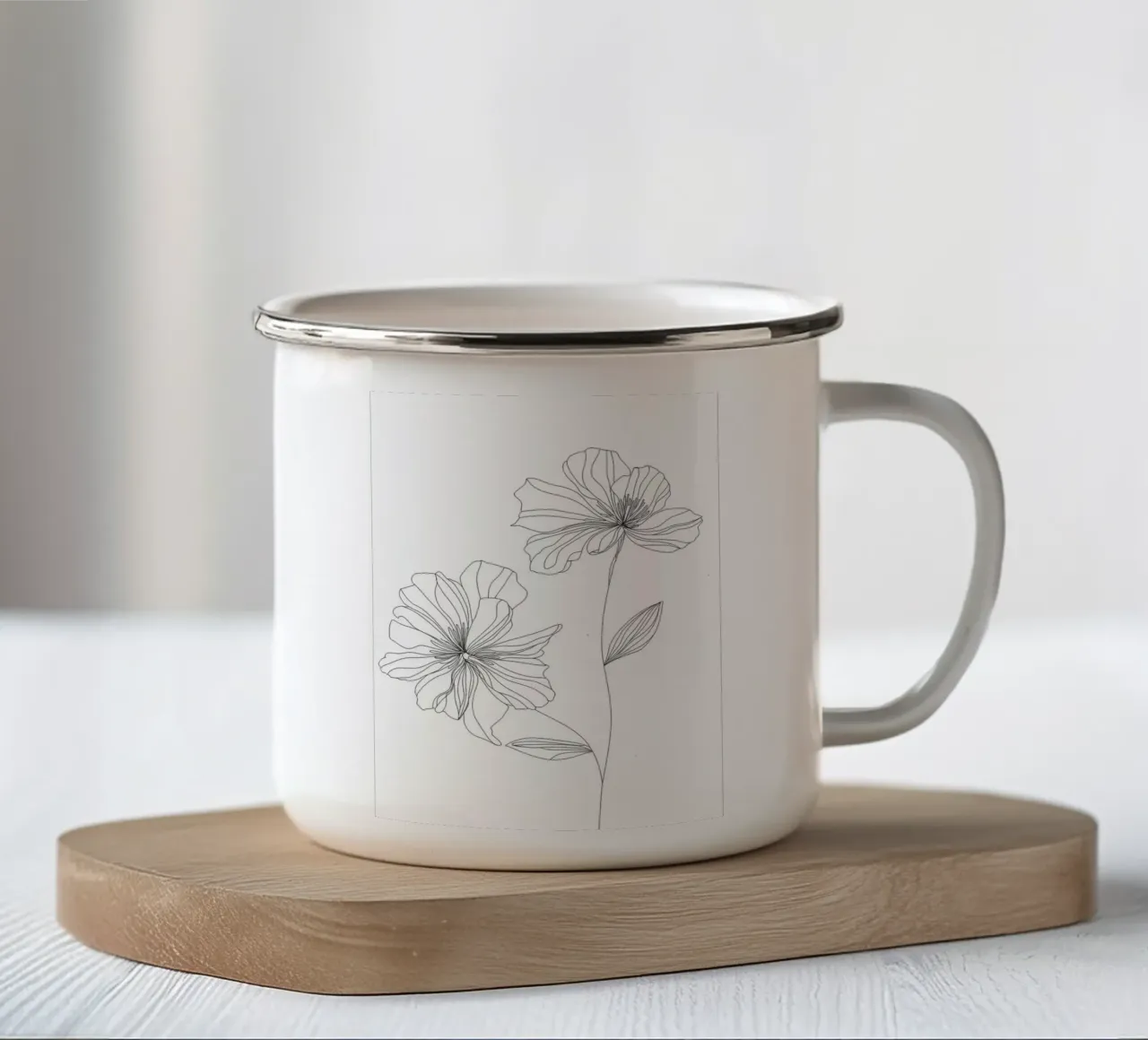 Fiori - Line art minimalista tazza in smalto da Viv Line Art