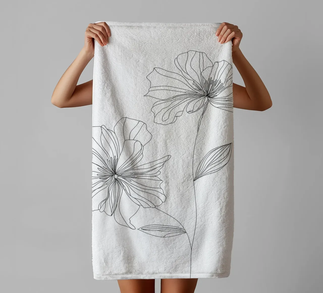 Fiori - Line art minimalista asciugamano da bagno da Viv Line Art