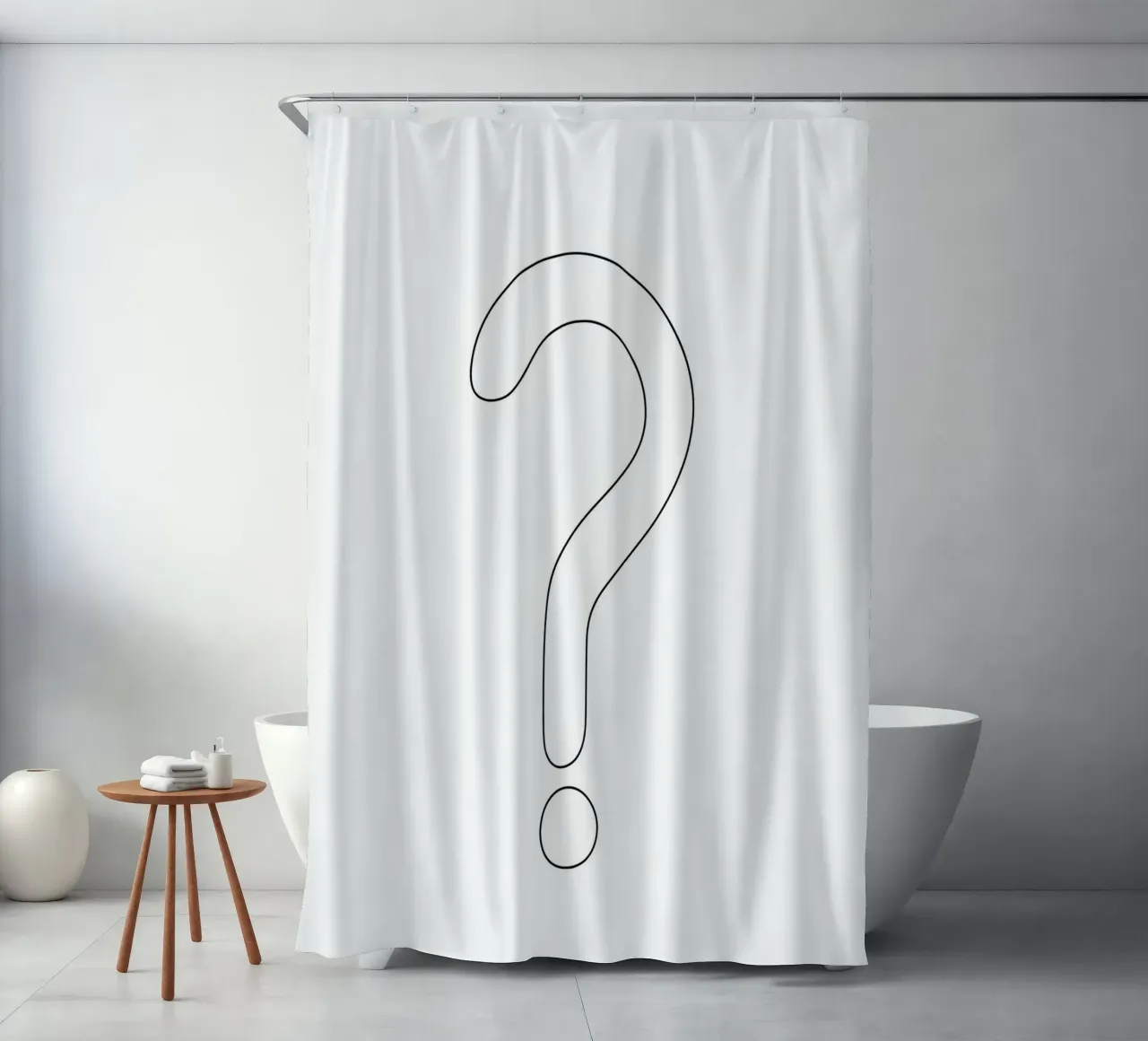 Un grand point d'interrogation - Dessin au trait minimaliste rideau de douche de Viv Line Art