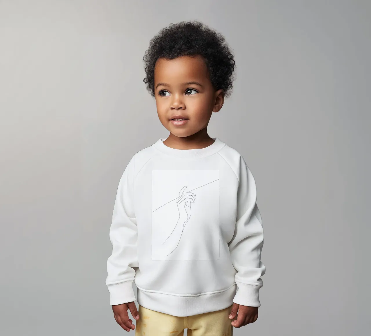 Mano sul filo - Line art minimalista felpa neonato da Viv Line Art