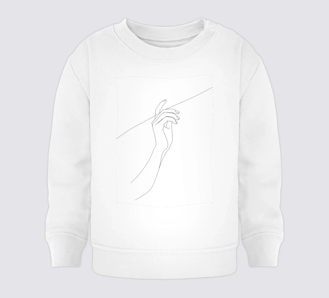 Mano sul filo - Line art minimalista felpa neonato da Viv Line Art