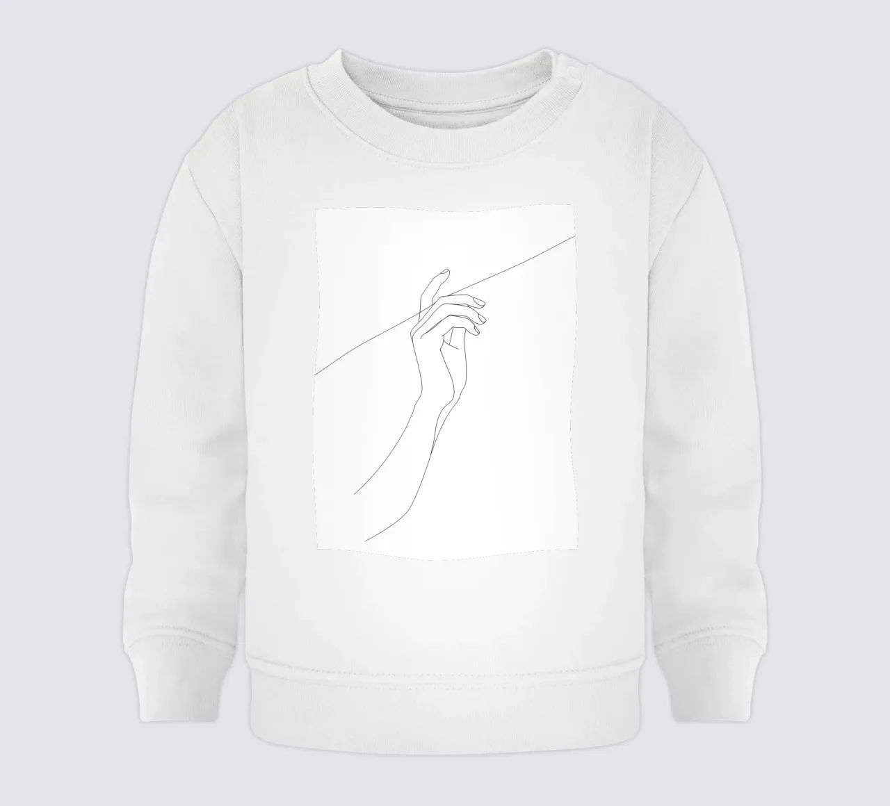 Mano sul filo - Line art minimalista felpa neonato da Viv Line Art