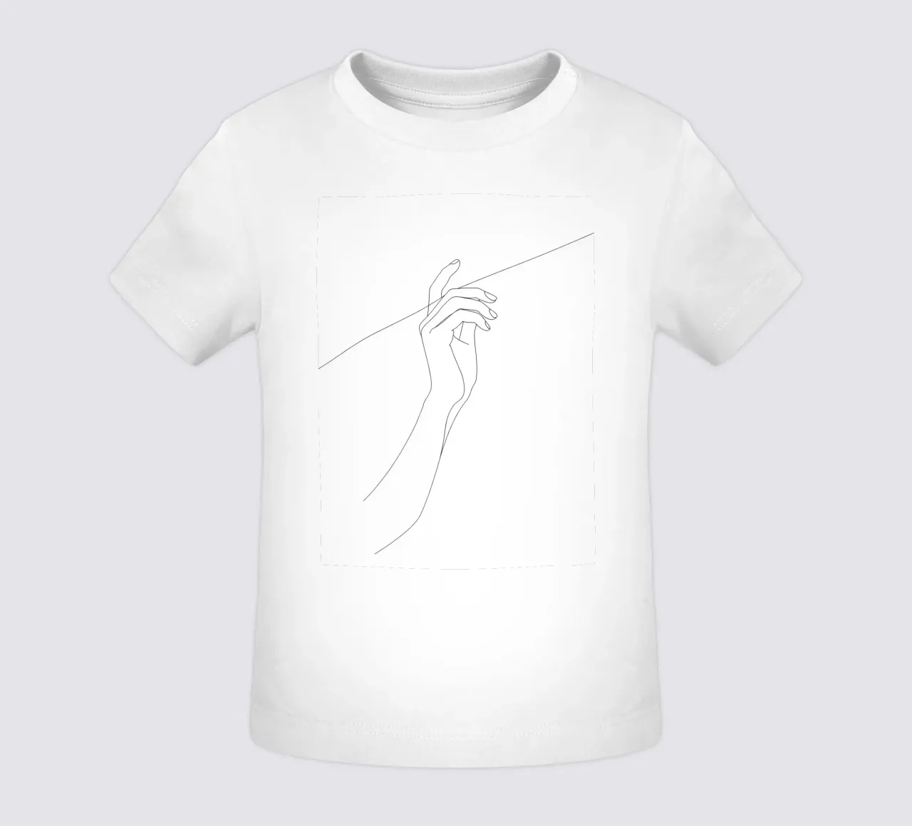 Mano sul filo - Line art minimalista maglietta neonato da Viv Line Art