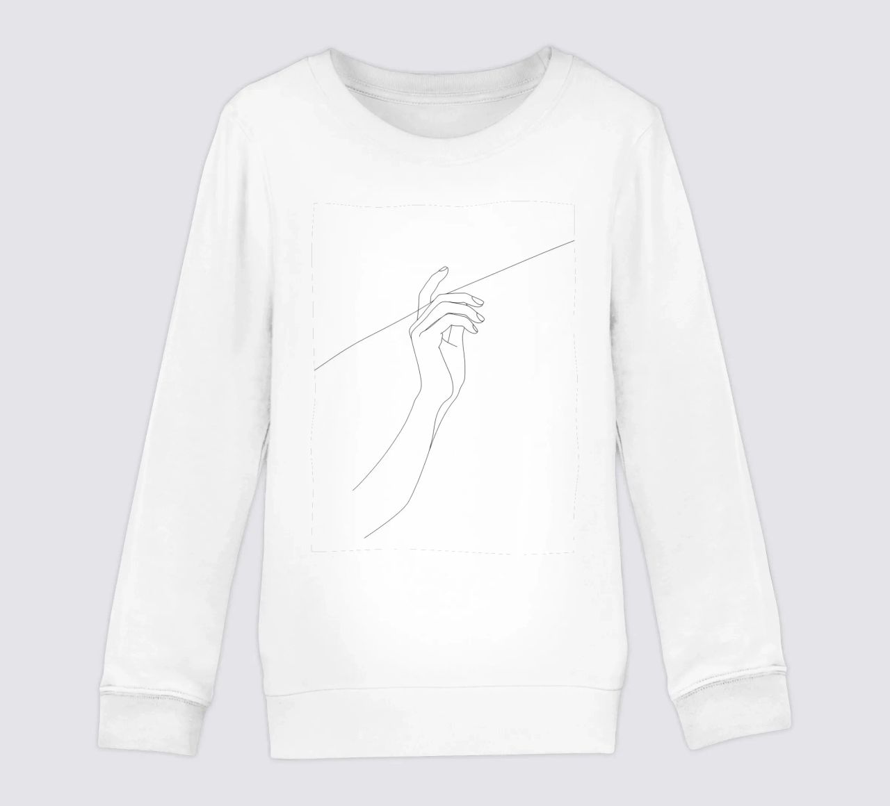 Mano sul filo - Line art minimalista felpa bambino da Viv Line Art