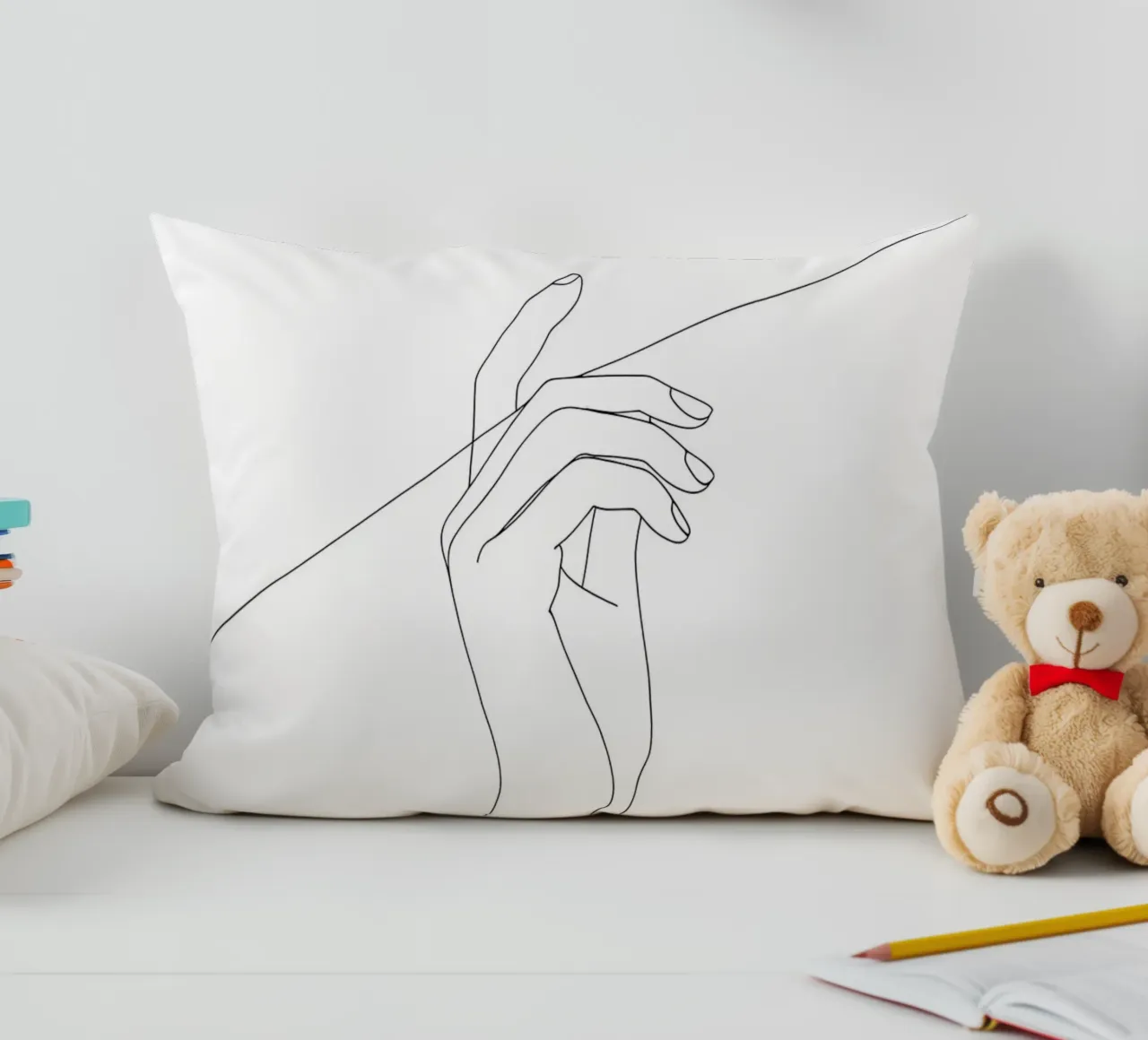 Hand On Thread - Minimalist Line Art decorative cushion by Viv Line Art