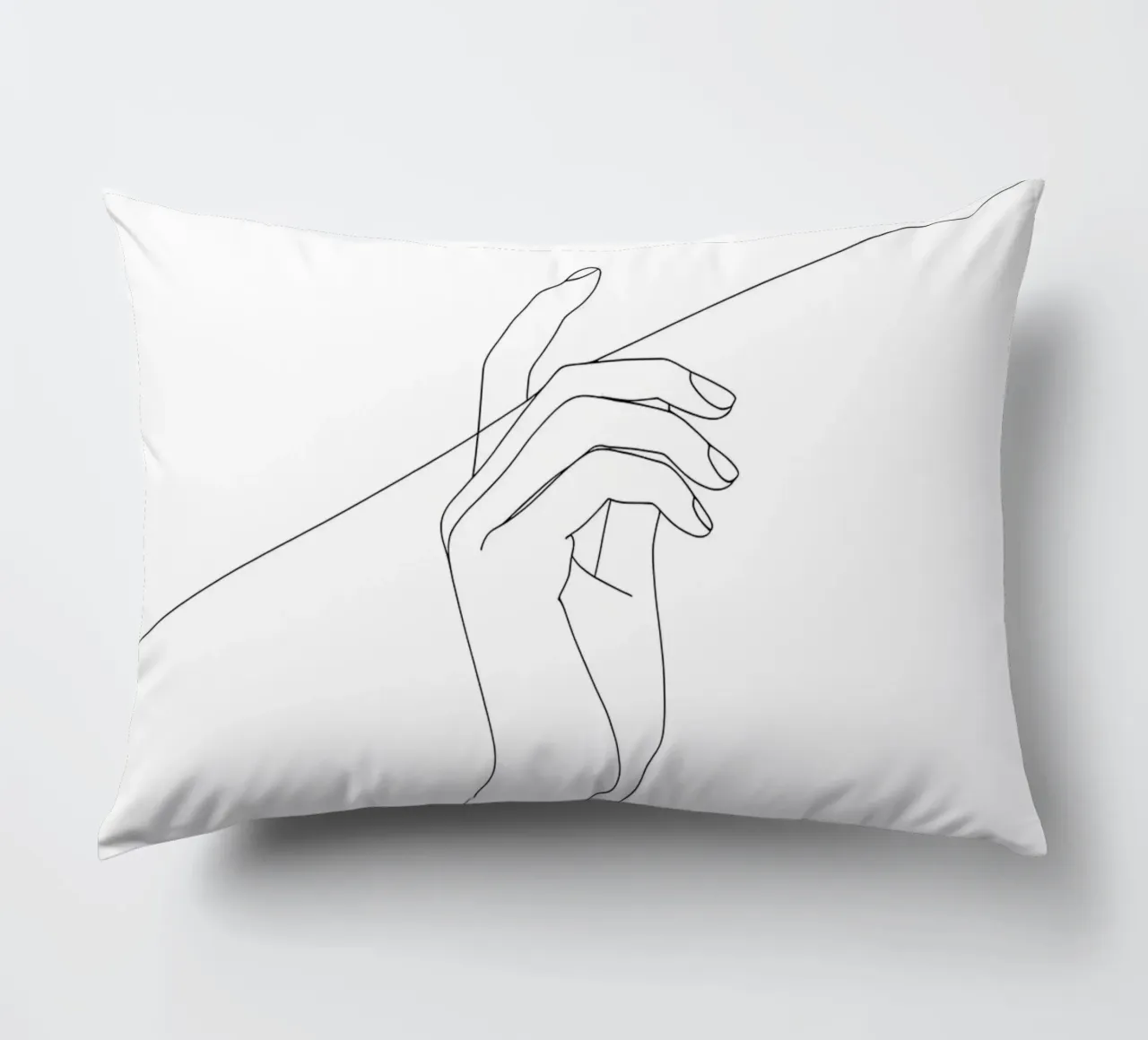 Hand On Thread - Minimalist Line Art decorative cushion by Viv Line Art