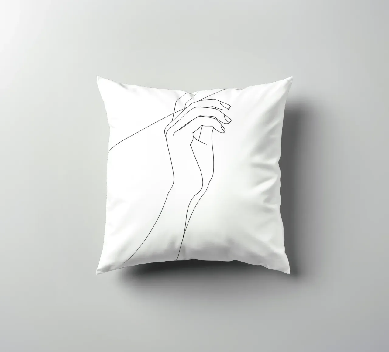 Hand On Thread - Minimalist Line Art decorative cushion by Viv Line Art