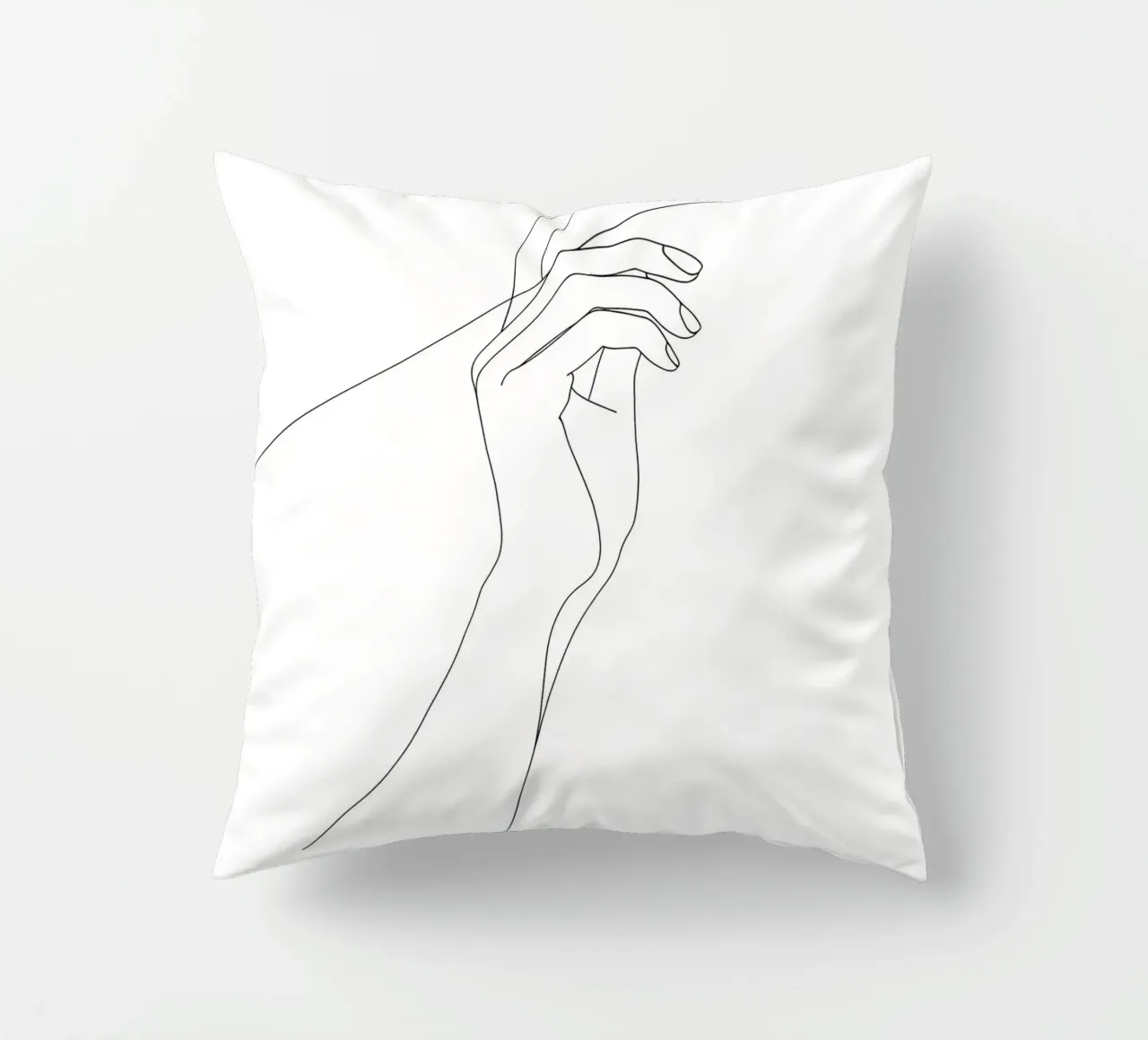 Hand On Thread - Minimalist Line Art decorative cushion by Viv Line Art