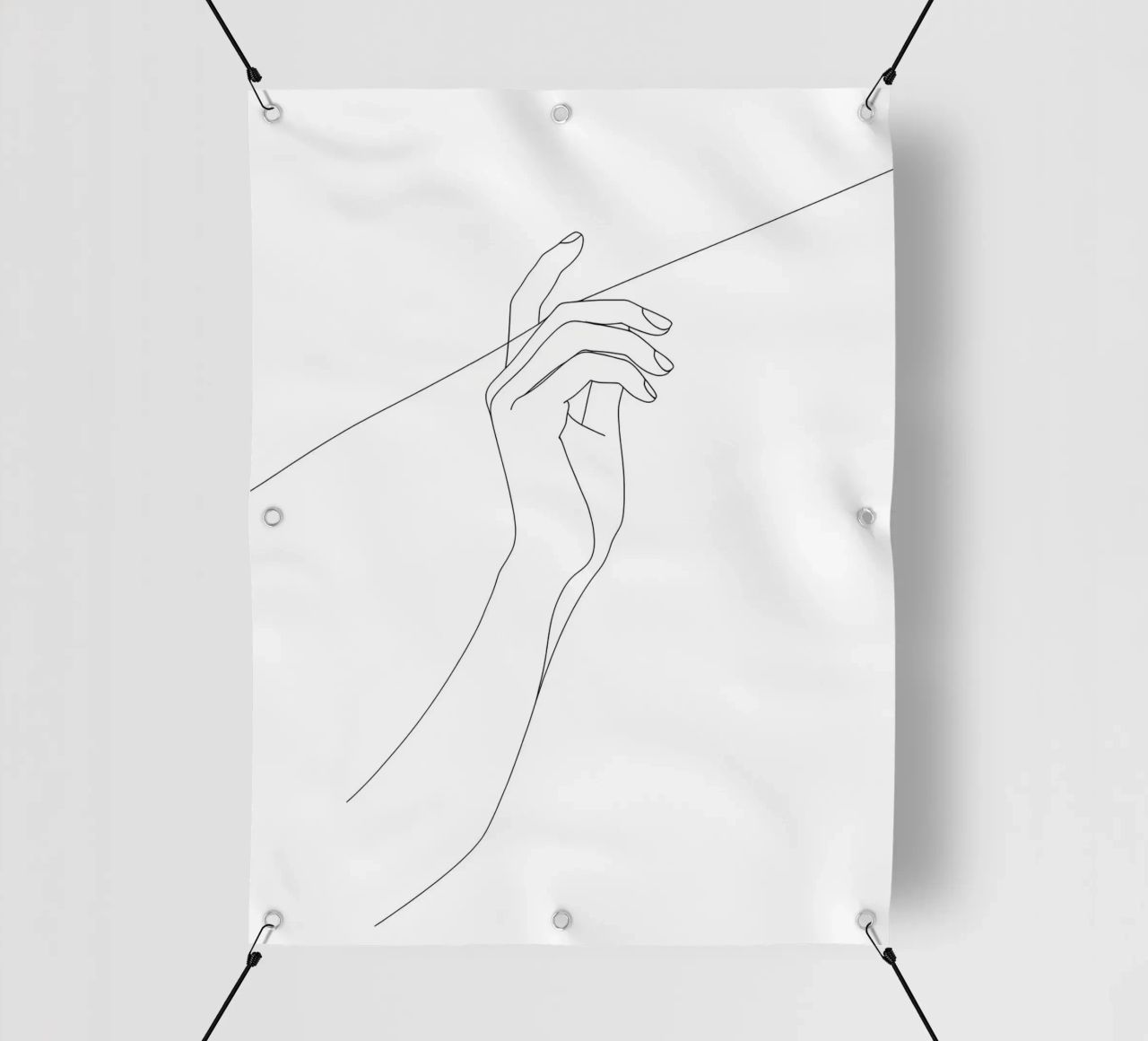 Mano sul filo - Line art minimalista telo in pvc da Viv Line Art