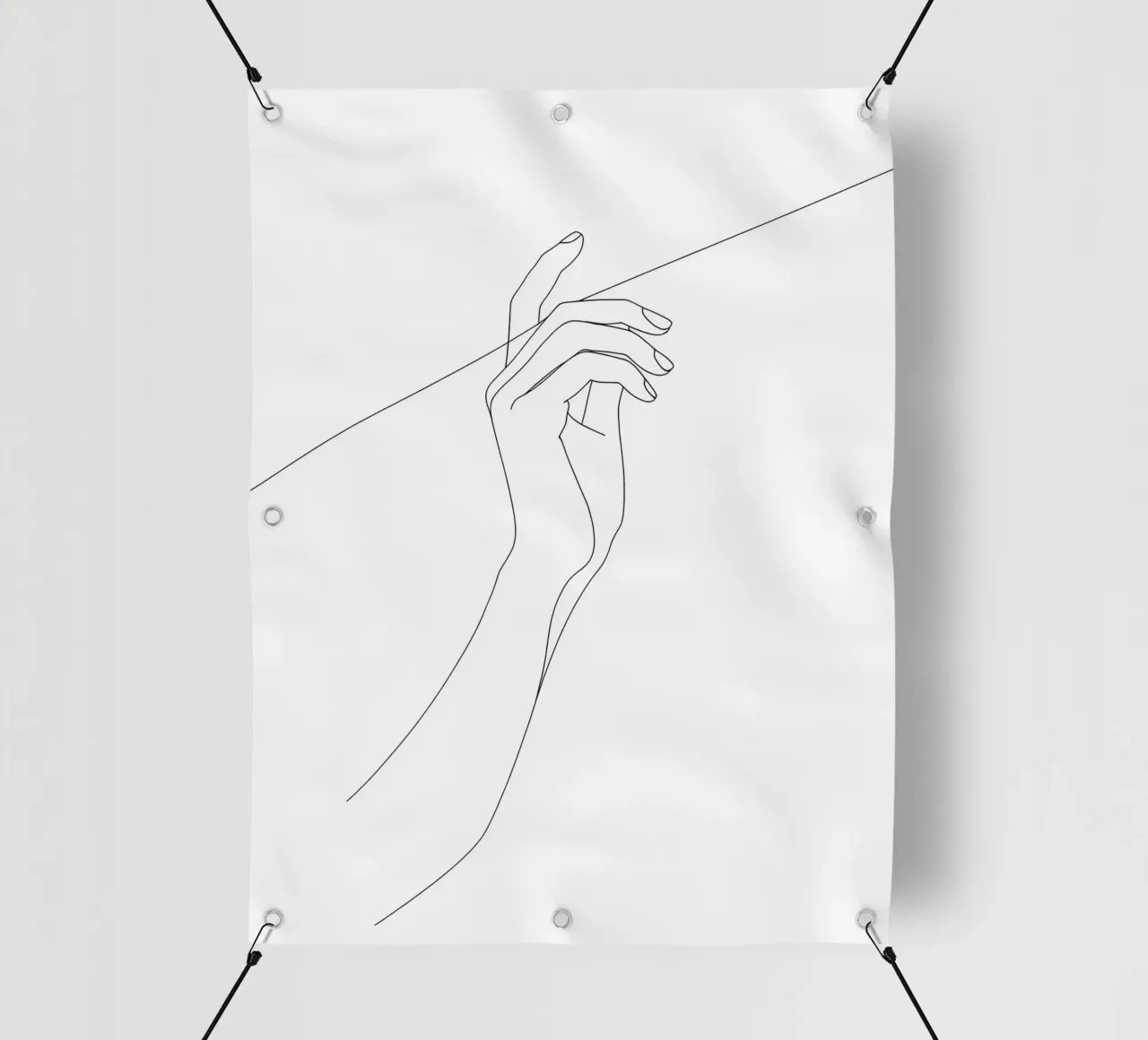 Mano sul filo - Line art minimalista telo in pvc da Viv Line Art