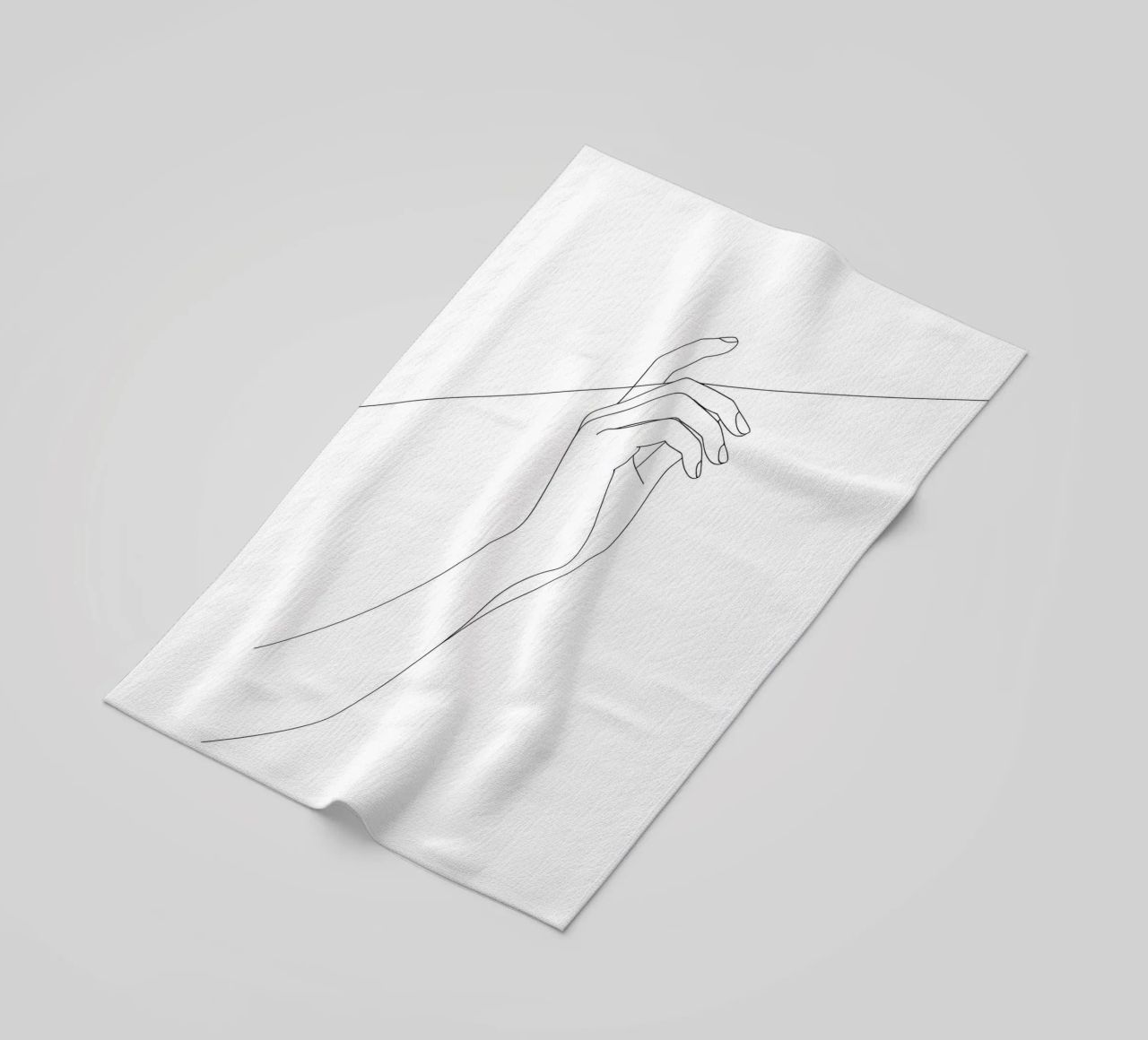 Mano sul filo - Line art minimalista telo mare da Viv Line Art