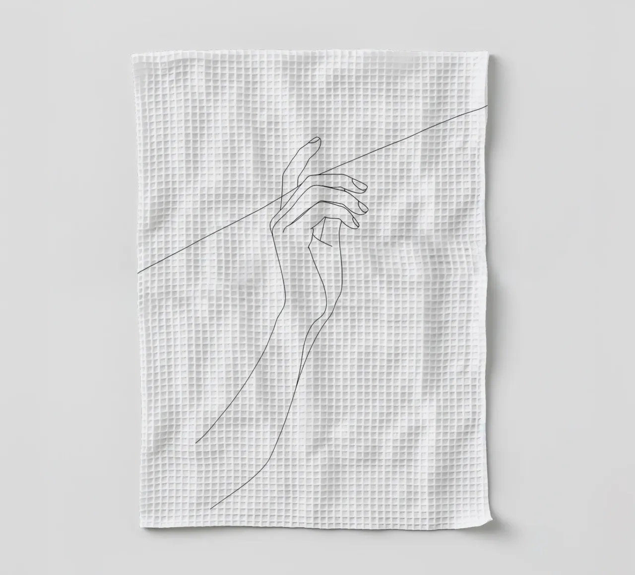 Main sur le fil - Dessin au trait minimaliste torchon de Viv Line Art
