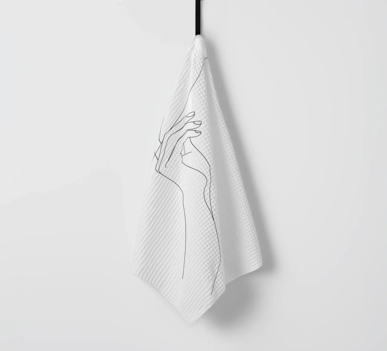 Main sur le fil - Dessin au trait minimaliste torchon de Viv Line Art