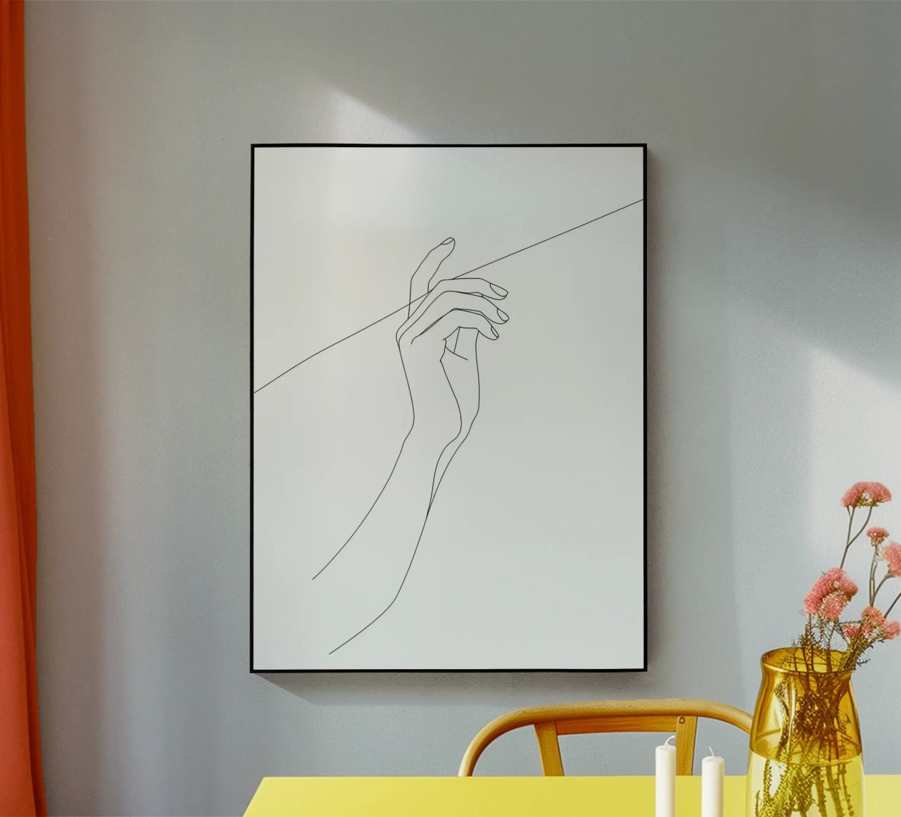 Mano sul filo - Line art minimalista plexiglass da Viv Line Art