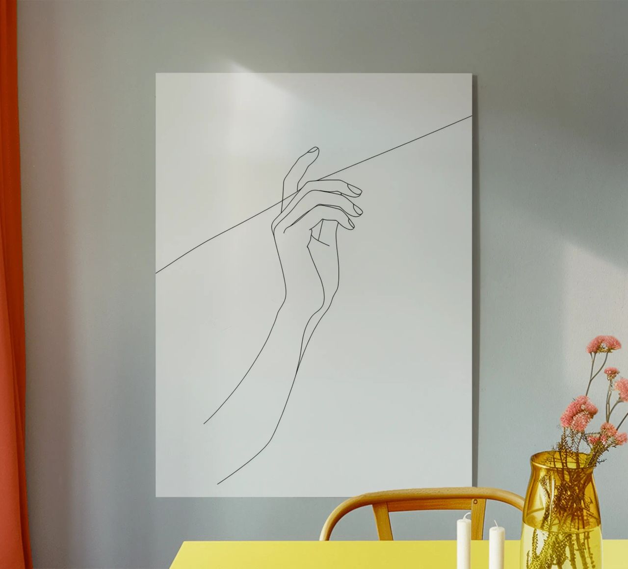 Mano sul filo - Line art minimalista plexiglass da Viv Line Art