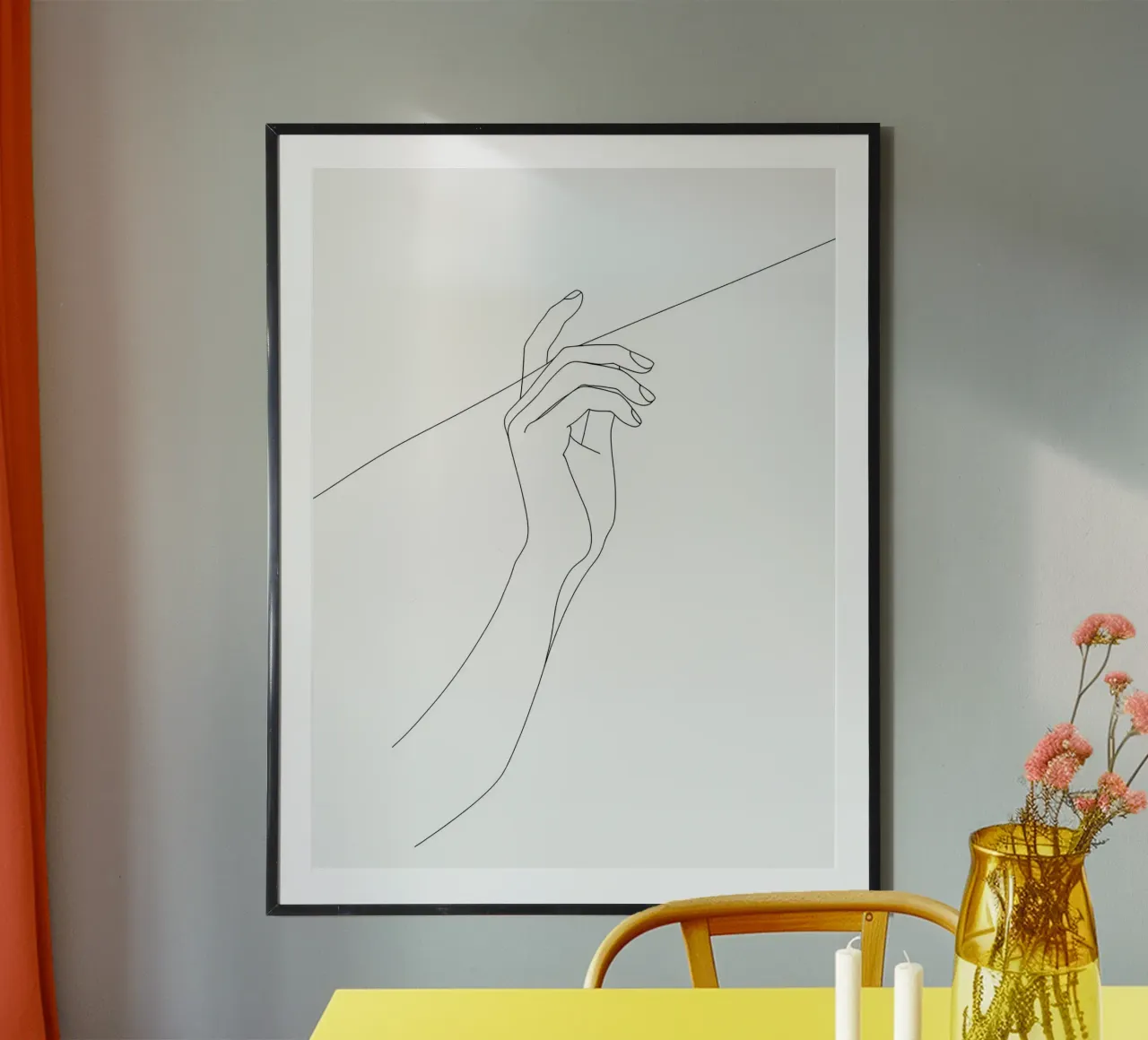 Mano sul filo - Line art minimalista carta hahnemühle da Viv Line Art