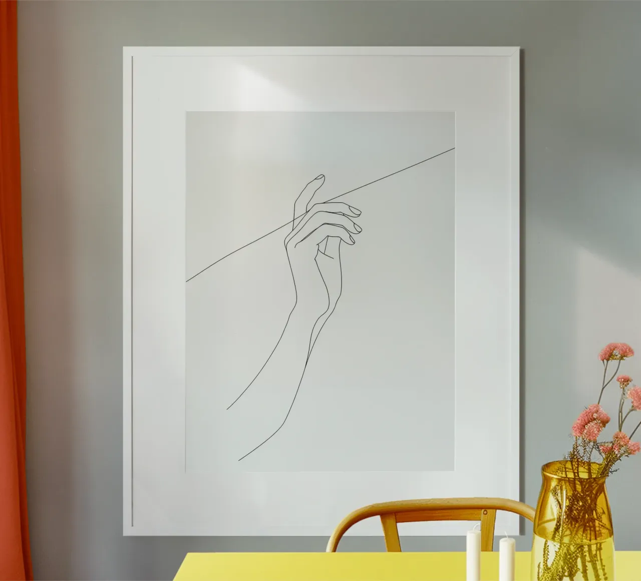 Mano sul filo - Line art minimalista carta hahnemühle da Viv Line Art