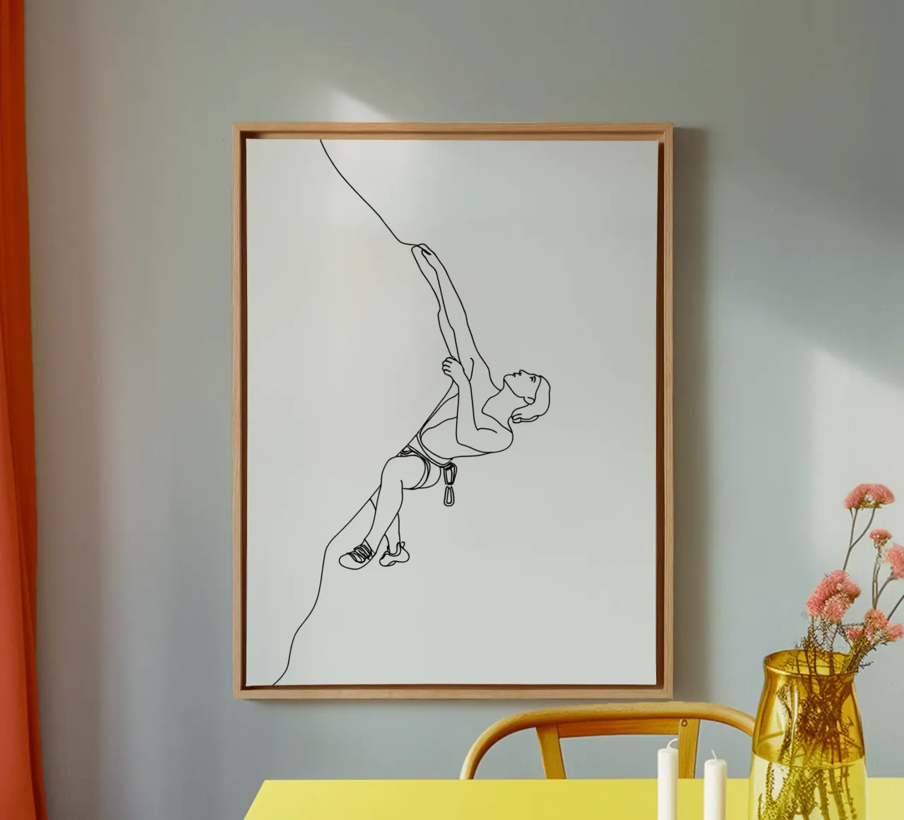 Arrampicatore - Line art minimalista tela con Cornice a cassetta da Viv Line Art