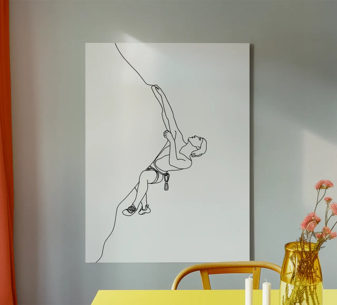 Arrampicatore - Line art minimalista tela con Cornice a cassetta da Viv Line Art