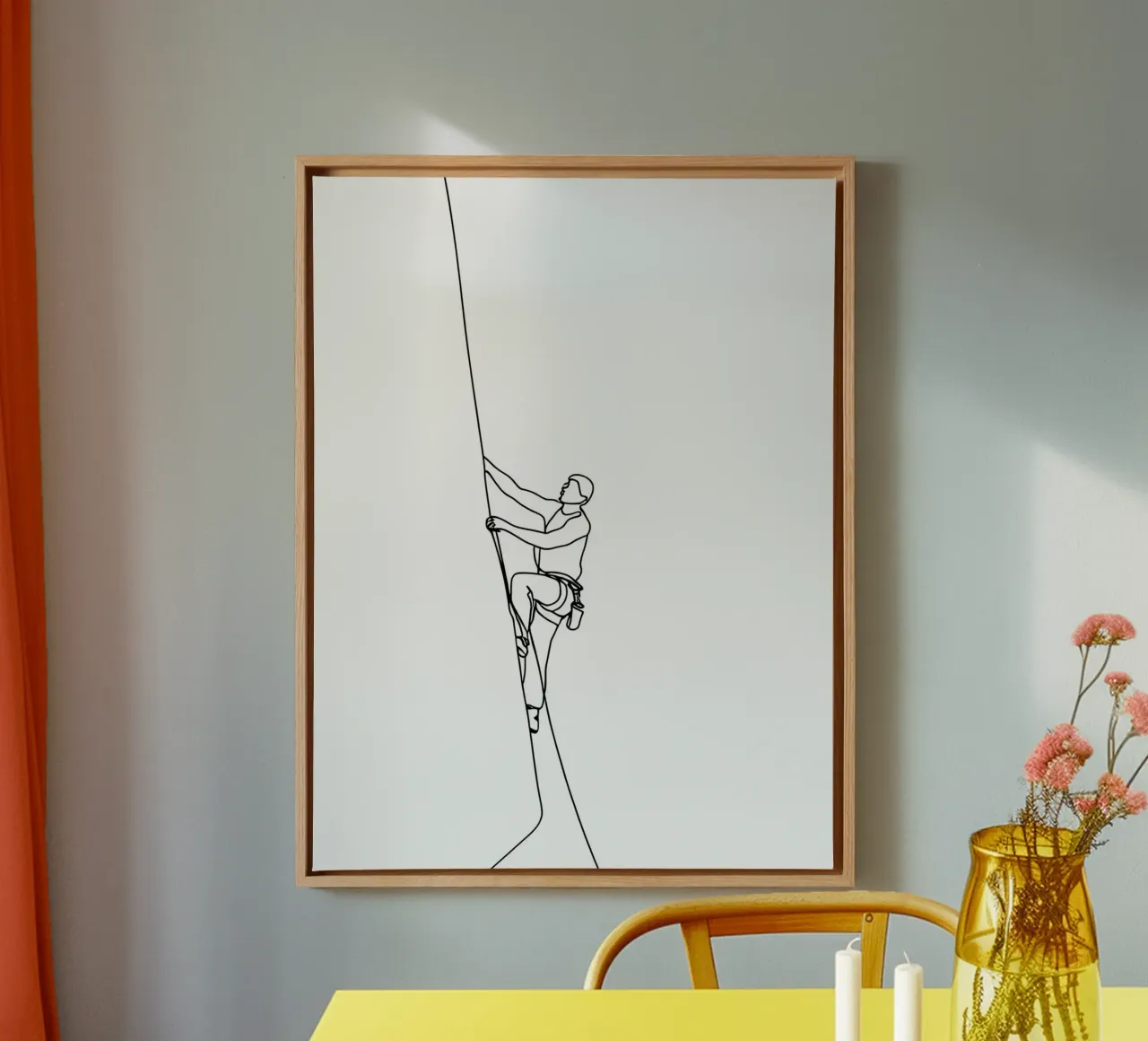 Arrampicatore - Line art minimalista tela con Cornice a cassetta da Viv Line Art
